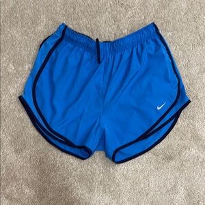Nike Blue Athletic Shorts with Curved Hem
